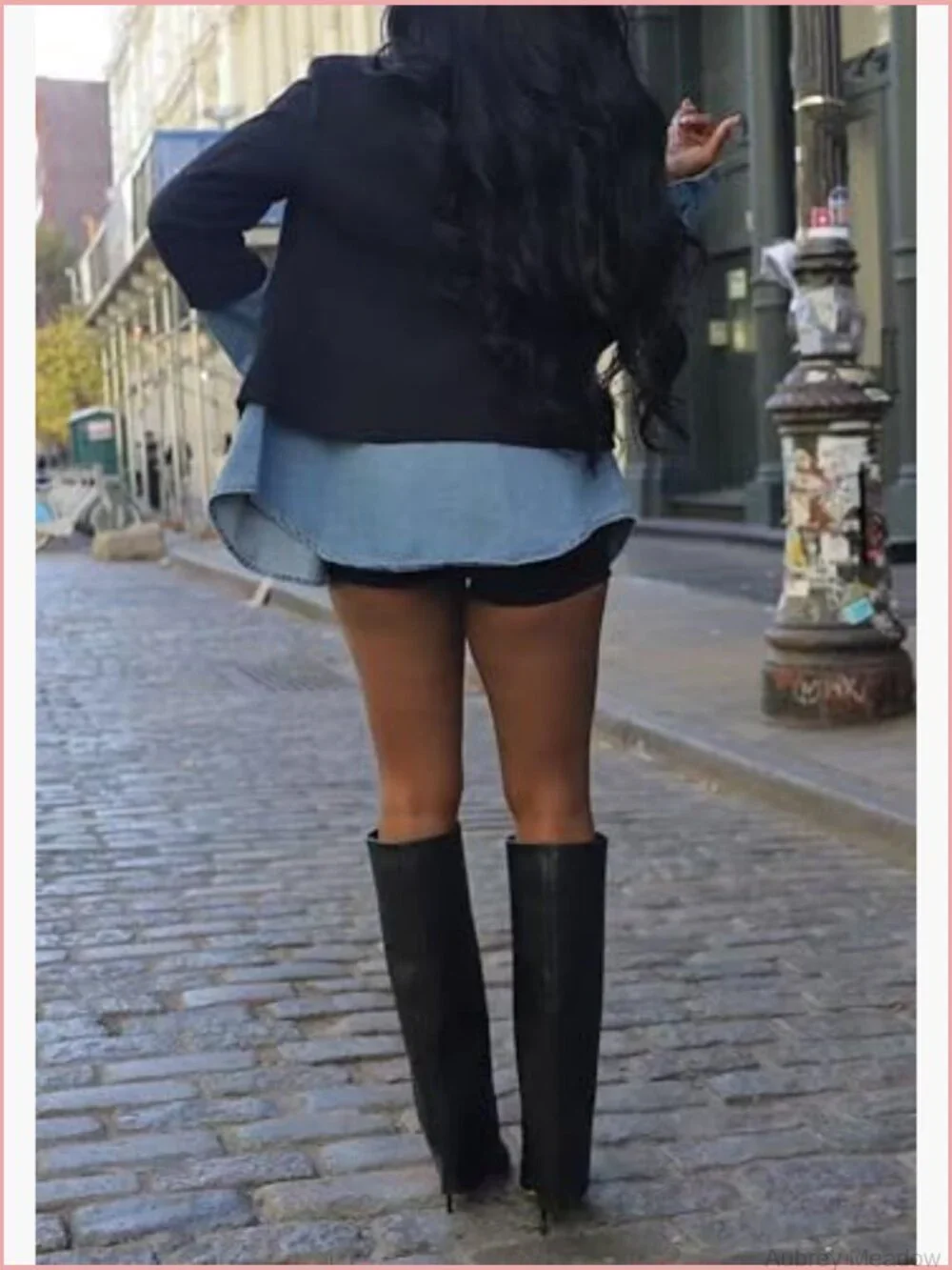 Long Sleeve Button Patchwork Denim Blazer Women Suit Jacket